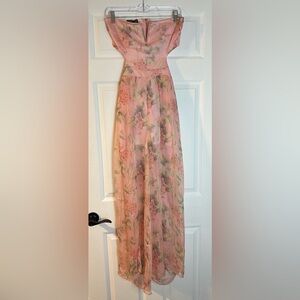 Floral Pink Chiffon romper dress